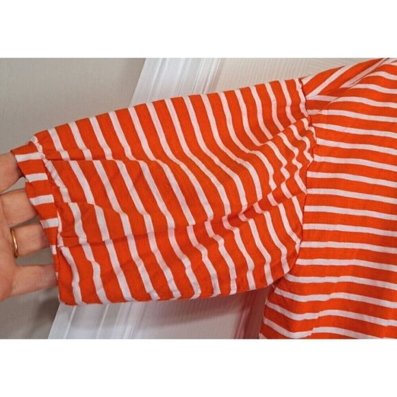 cabi Women's XS Plus Size Orange Stripe Poof Sleeve Cropped Tee SEE DESCRIPTION - Picture 4 of 6